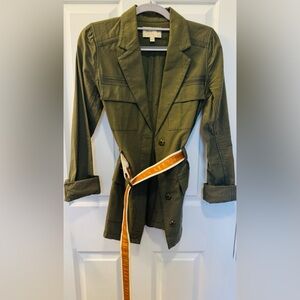 Elizabeth and James Olive Green Belted Utility Blazer